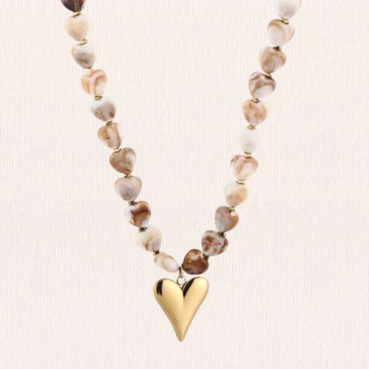Hartjesketting beige