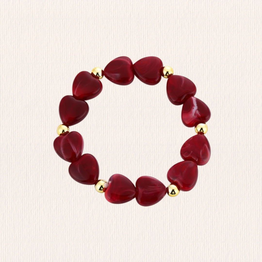 Hartjesarmband rood (op elastiek)