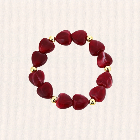 Hartjesarmband rood (op elastiek)