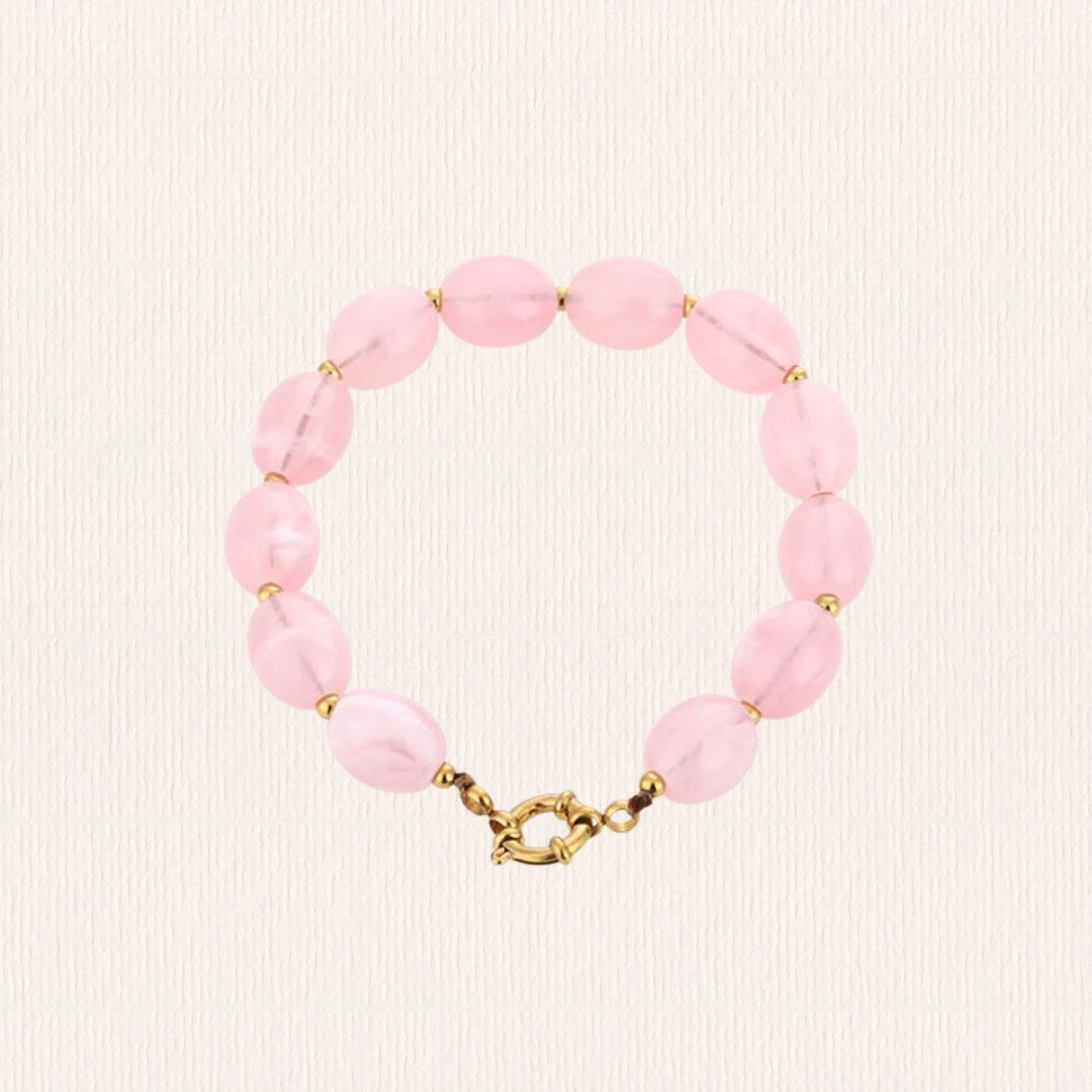 Kralenarmband acryl ovaal roze