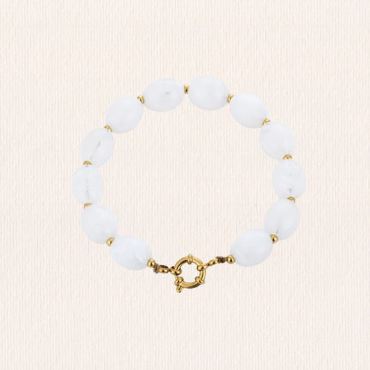 Kralenarmband acryl ovaal wit