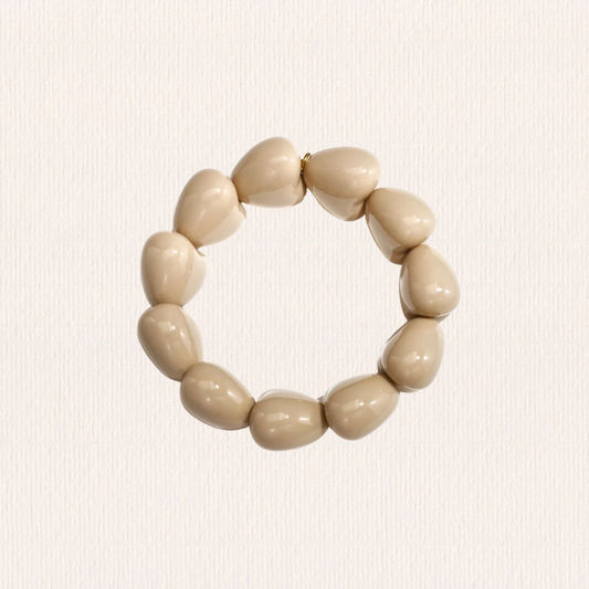 Grove harten armband - beige