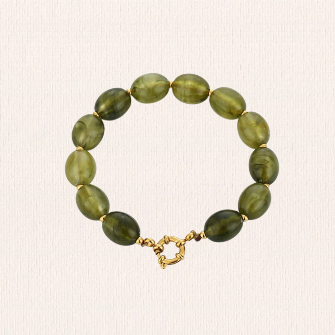 Kralenarmband acryl ovaal groen