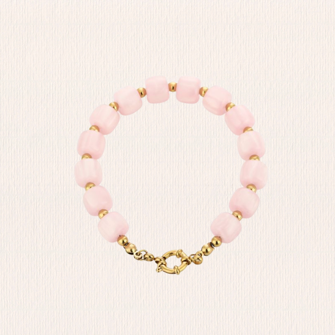 Kralenarmband acryl rond roze