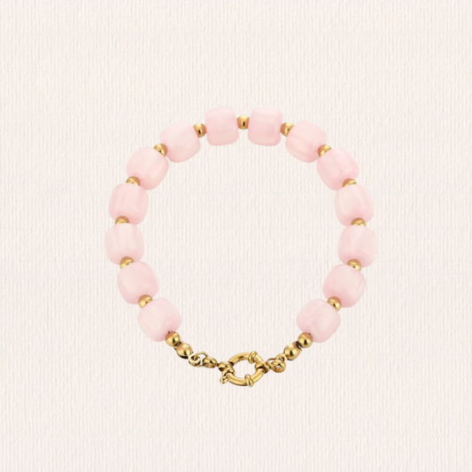 Kralenarmband acryl rond roze