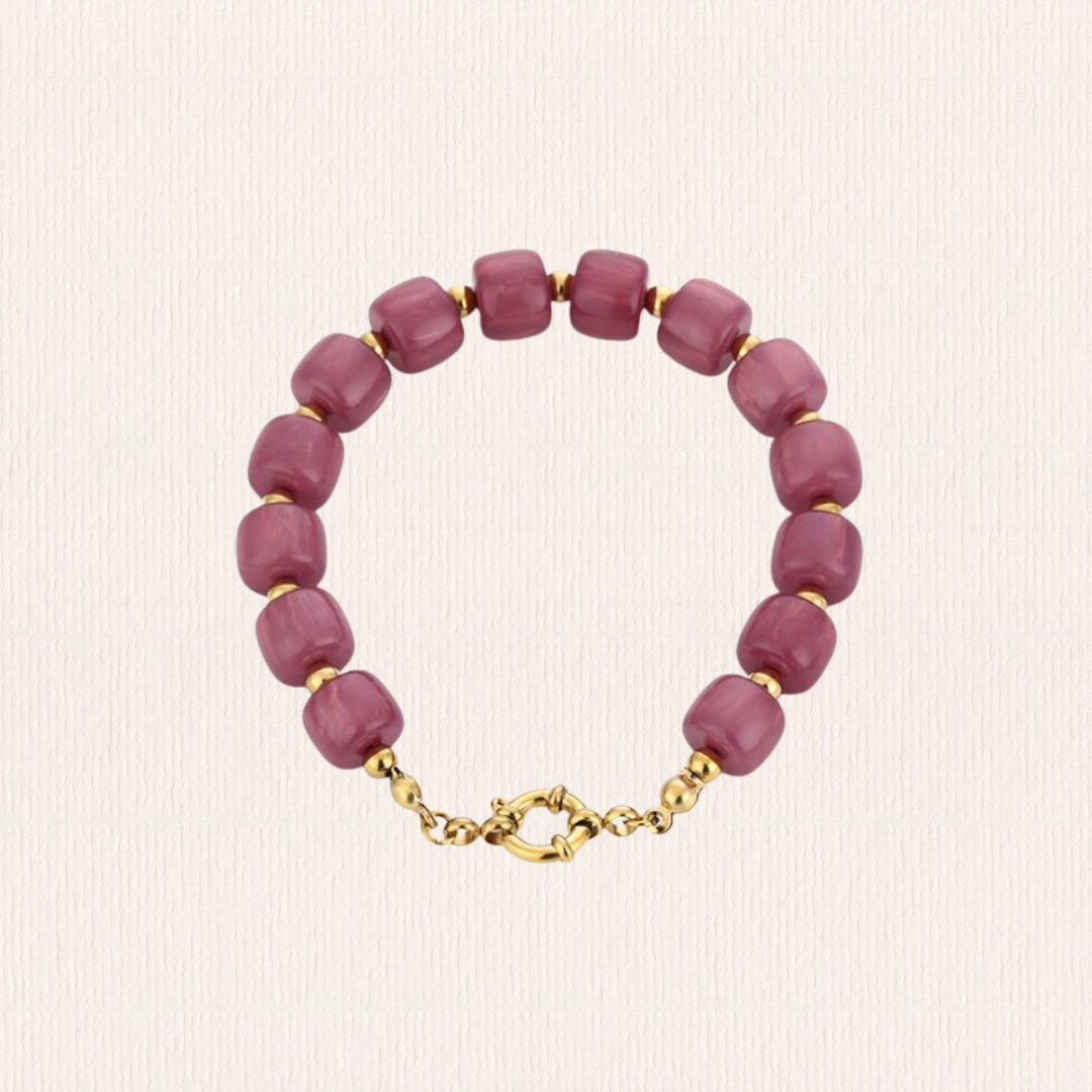 Kralenarmband acryl rond paars