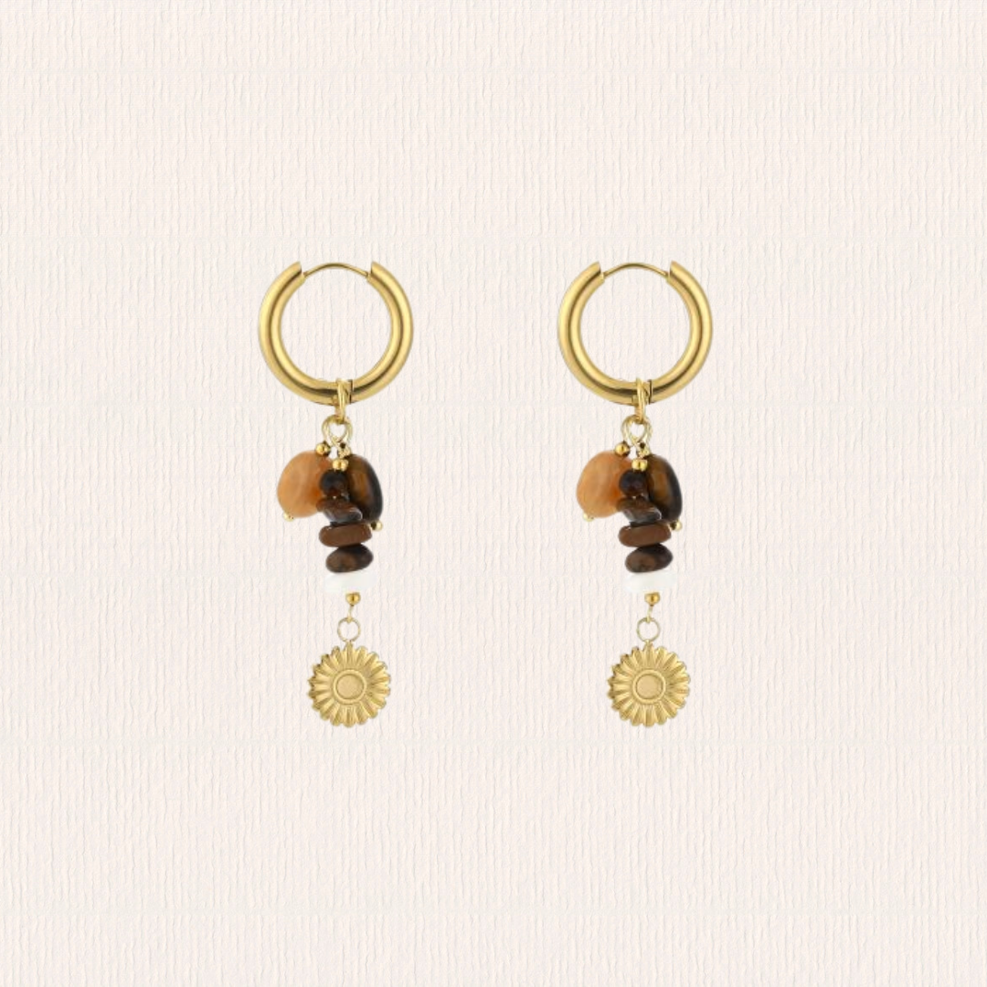 zon natuursteenoorbellen - oranje