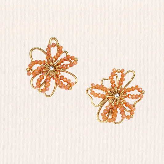 Oranje bloemen oorbellen