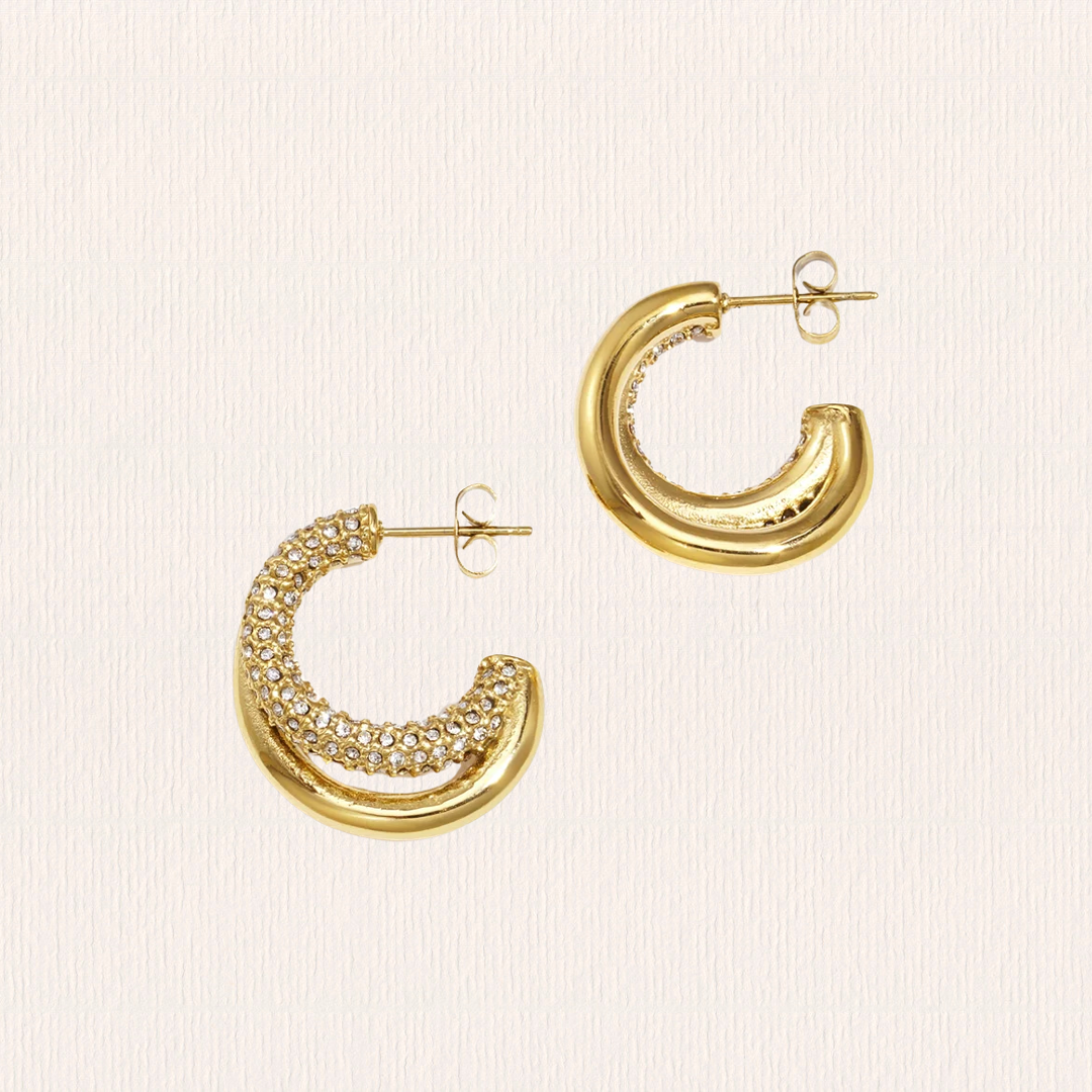 Dubbele glitter creolen