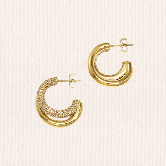 Dubbele glitter creolen