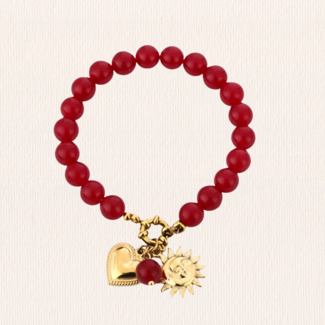 Kralenarmband met bedels - rood