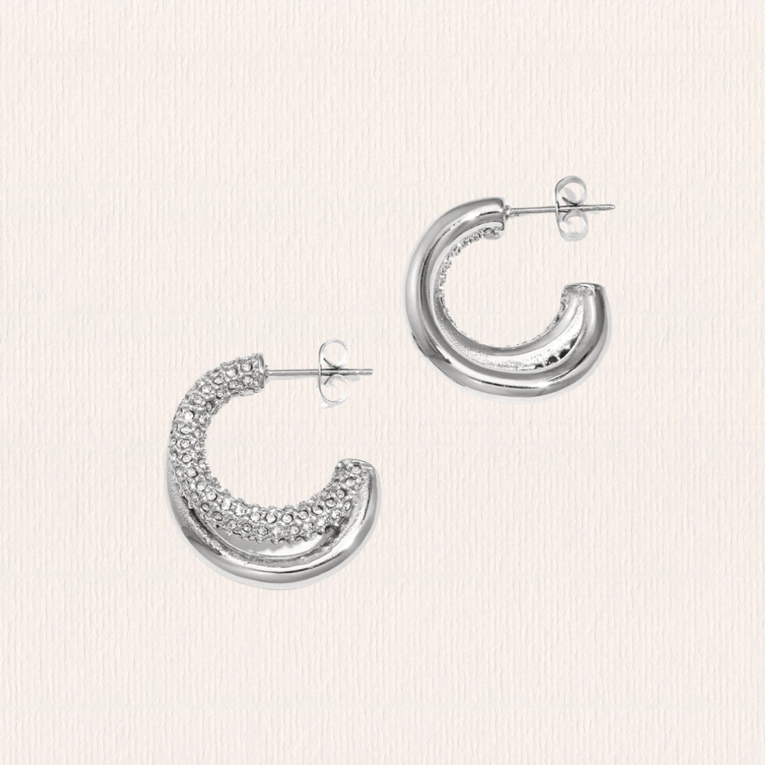 Dubbele glitter creolen