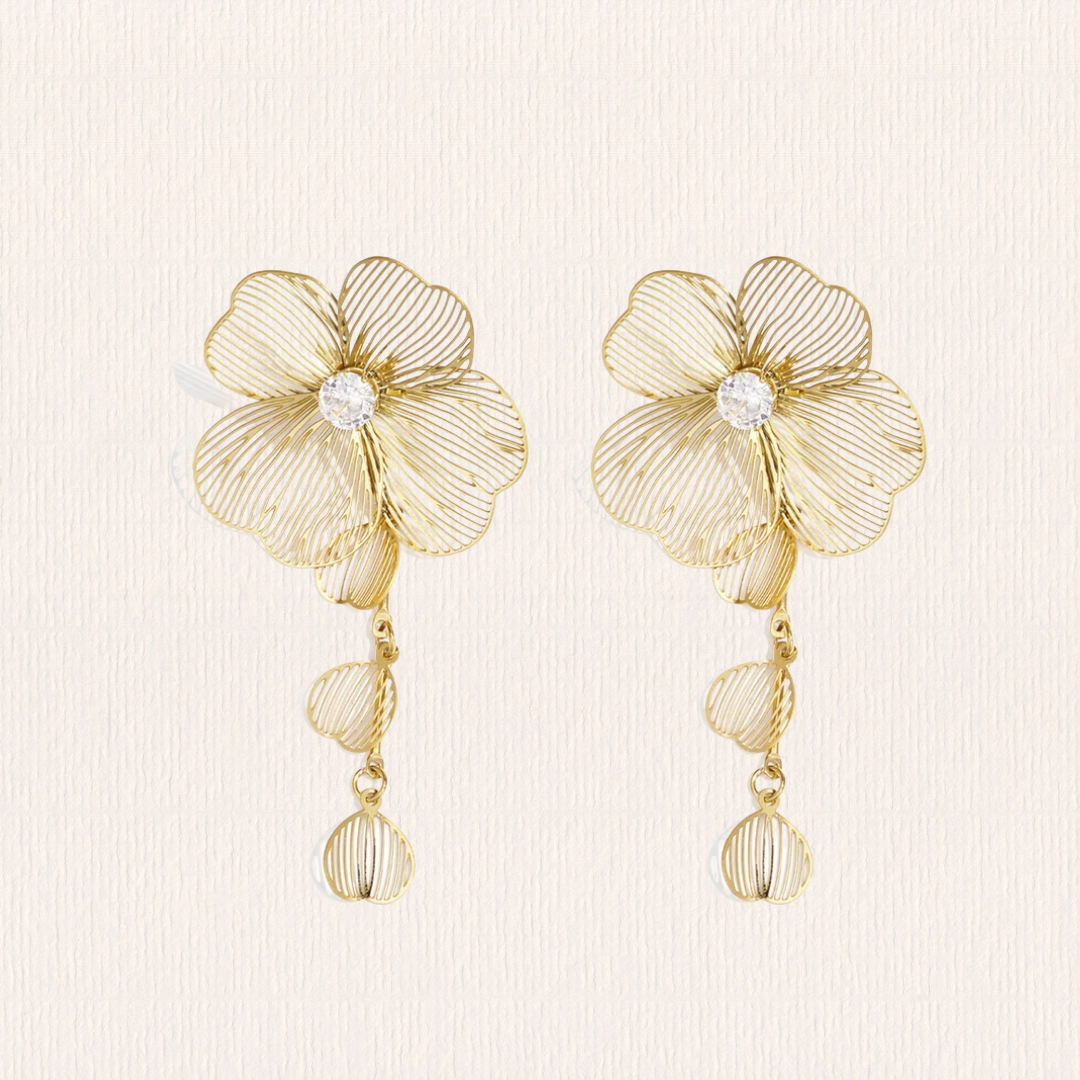 Dubbele glitter bloem oorbellen