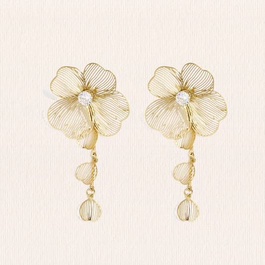 Dubbele glitter bloem oorbellen