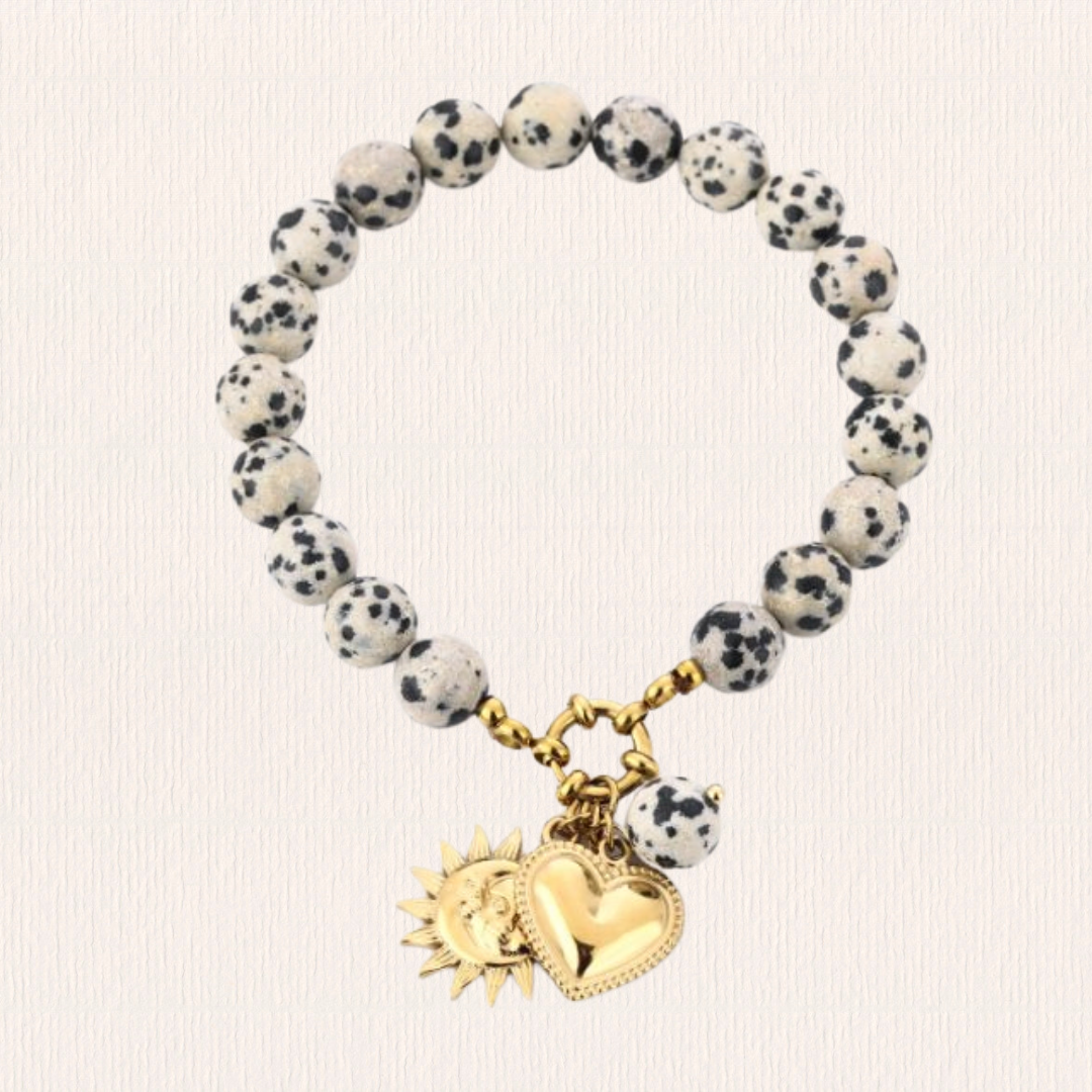 Kralenarmband met bedels - leopard