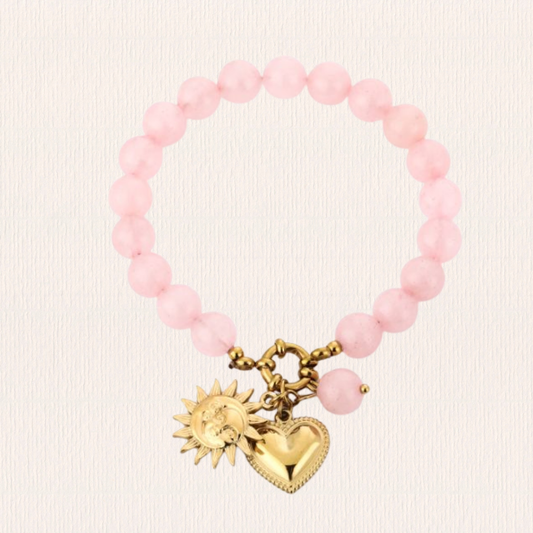 Kralenarmband met bedels - roze