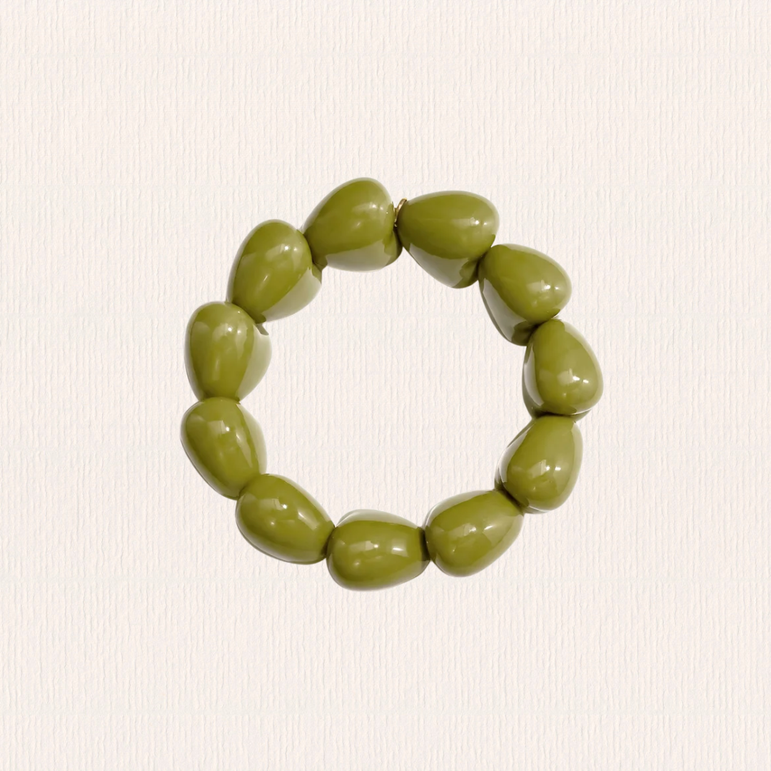 Grove harten armband - groen
