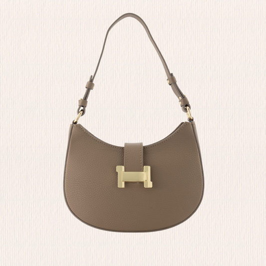 Taupe handtas met gouden hardware