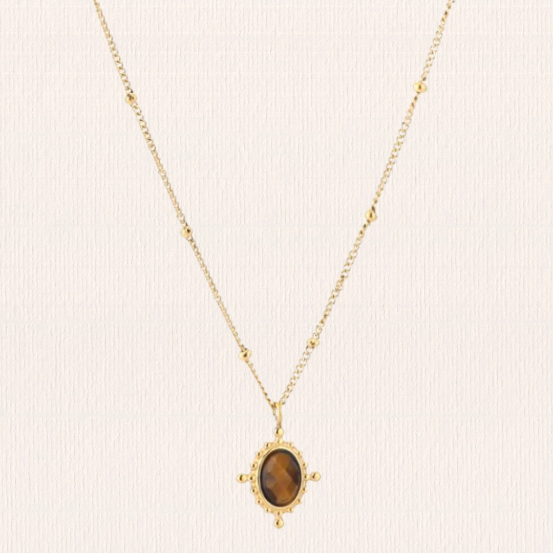 Ketting met natuursteentje klein - bruin