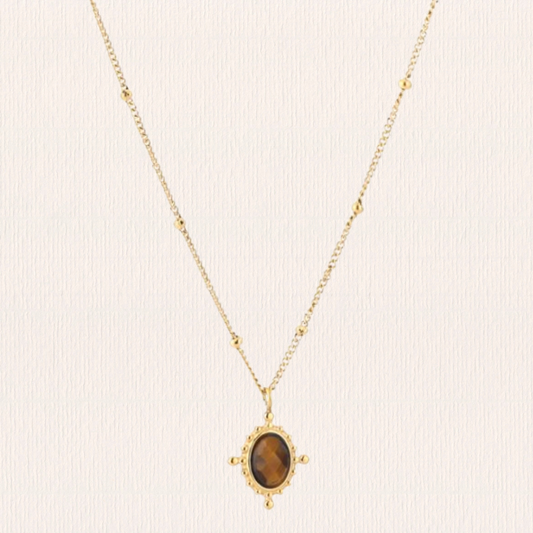 Ketting met natuursteentje klein - bruin