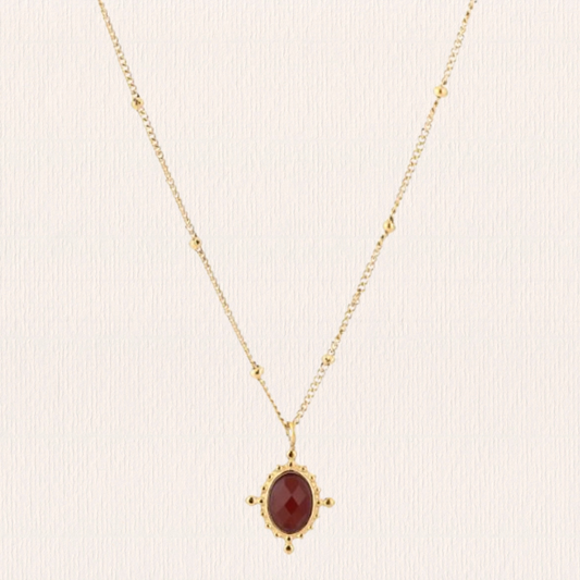 Ketting met natuursteentje klein - rood