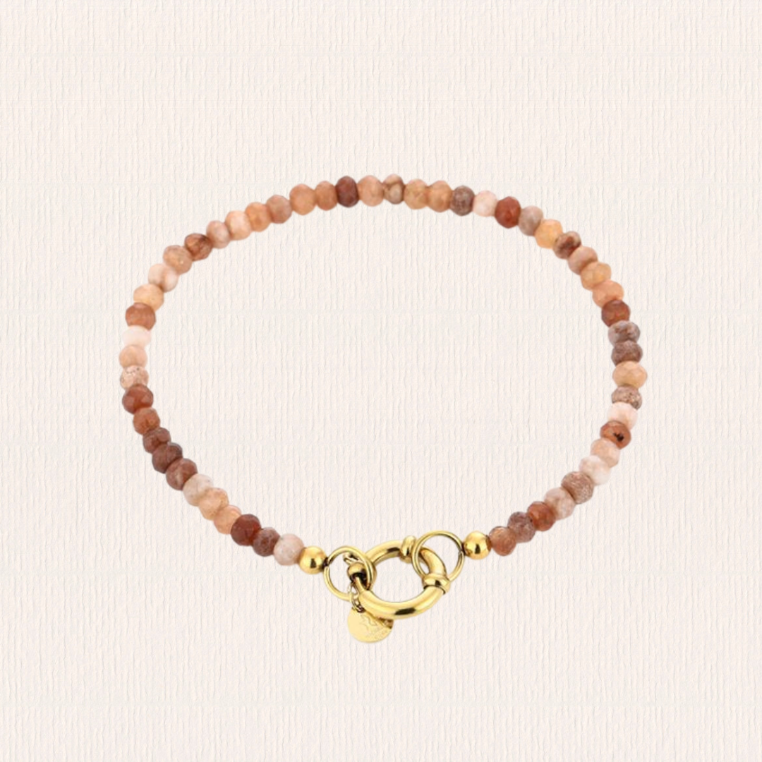 Roze natuursteen armband