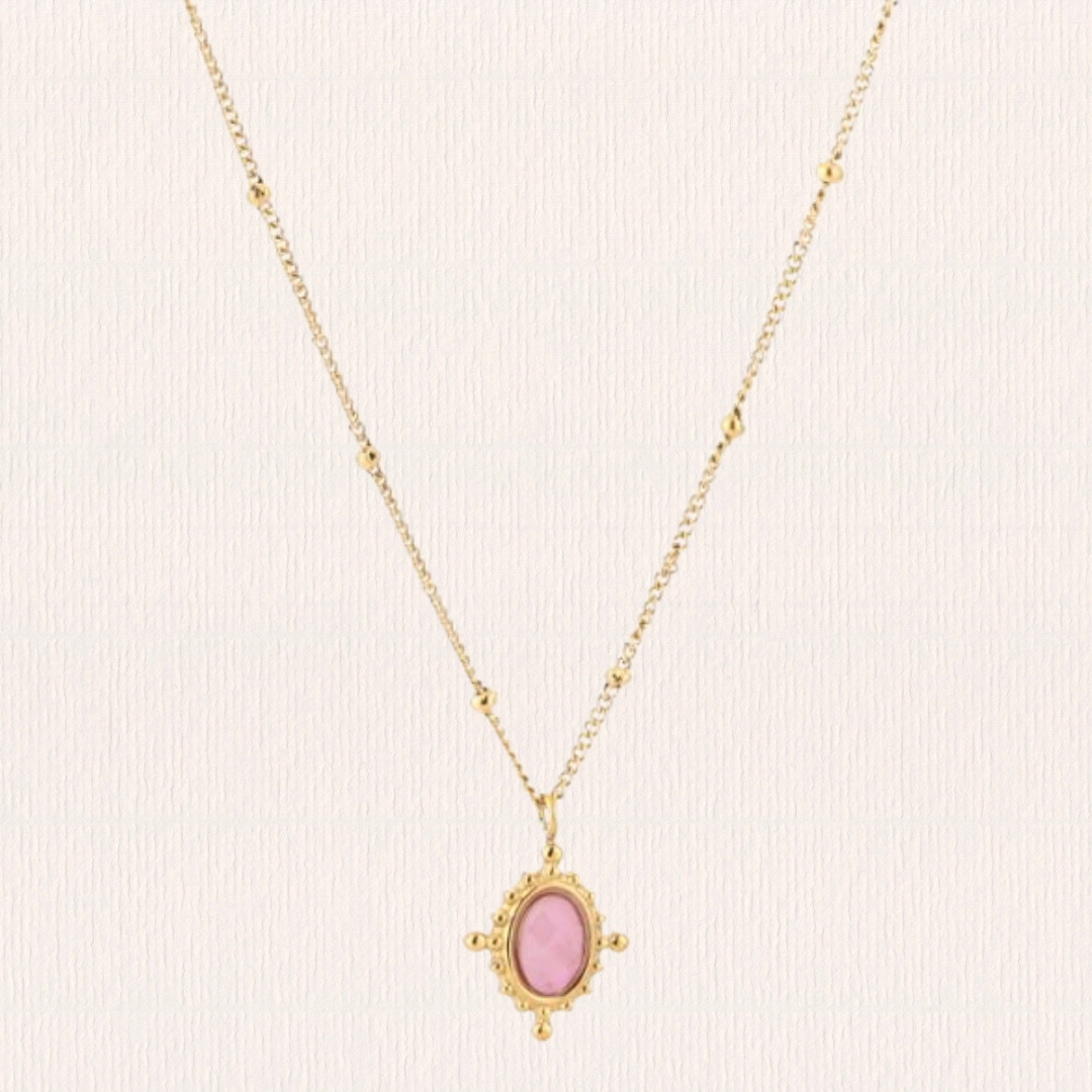 Ketting met natuursteentje klein - roze