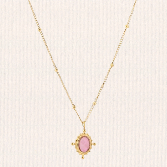 Ketting met natuursteentje klein - roze