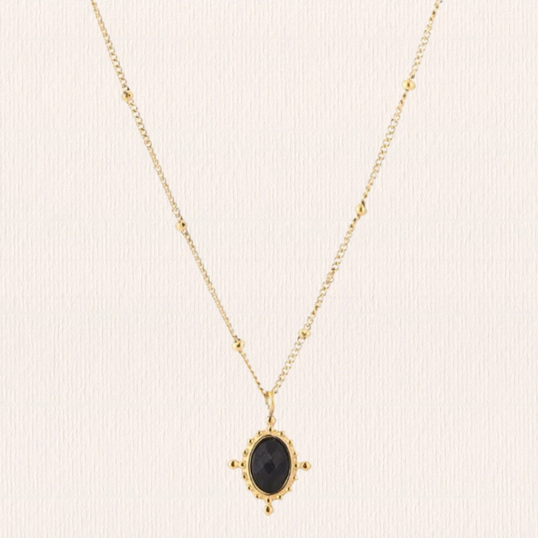 Ketting met natuursteentje klein - zwart