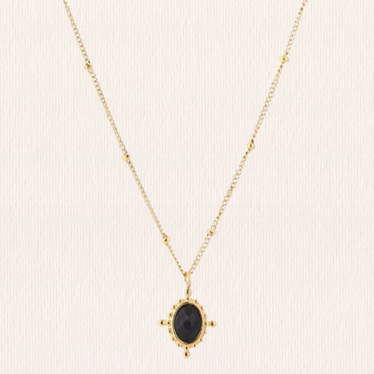 Ketting met natuursteentje klein - zwart
