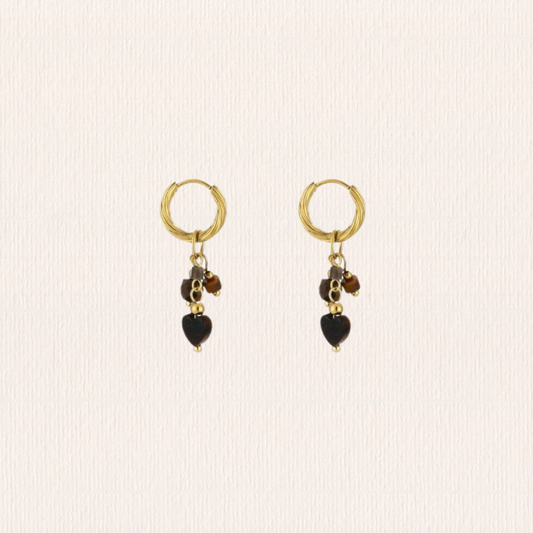 Hartjes natuursteenoorbellen - bruin