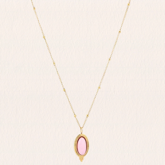 Ketting met natuursteentje - roze