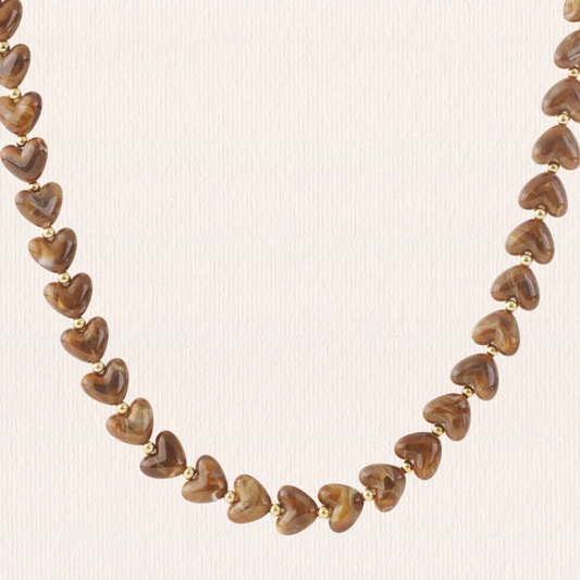 Hartjes ketting bruin