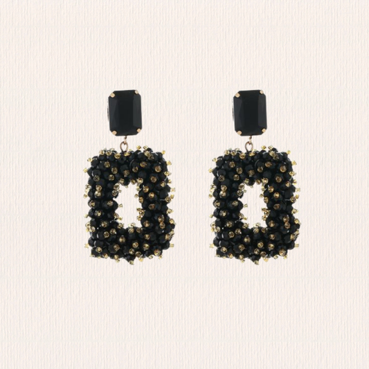 Zwarte glitter oorbellen