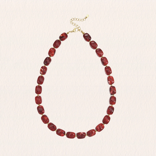 Rode kralenketting acryl