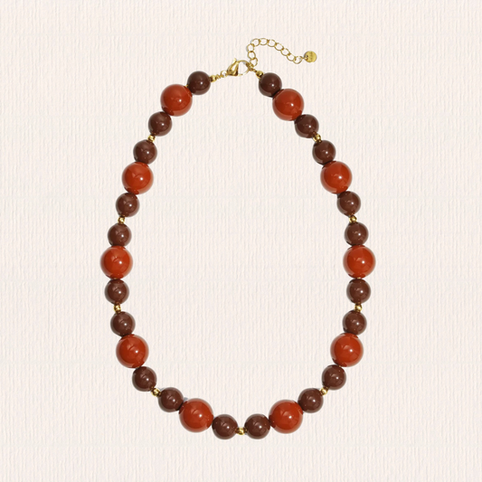 Rood & bruine kralenketting