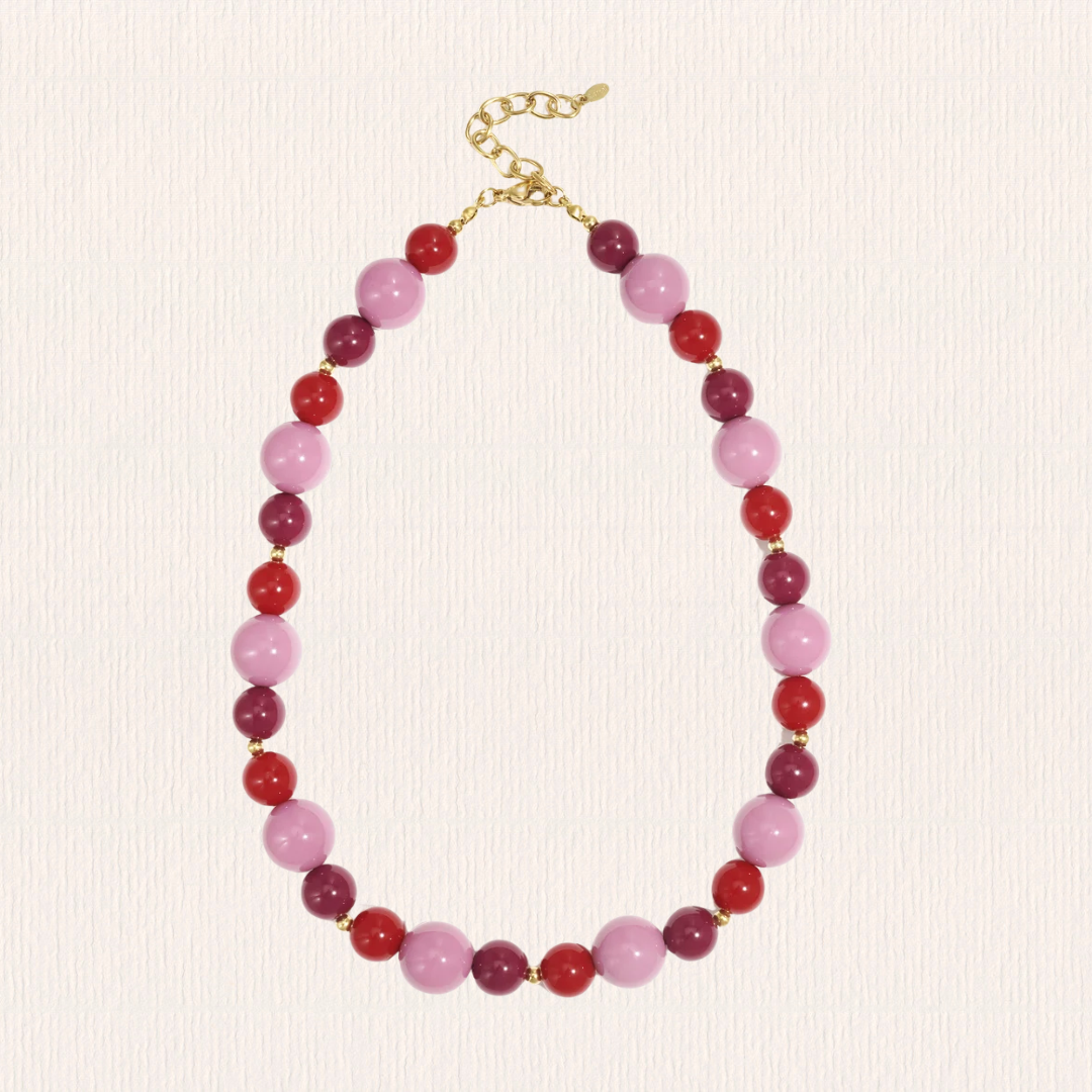Rood & roze kralenketting