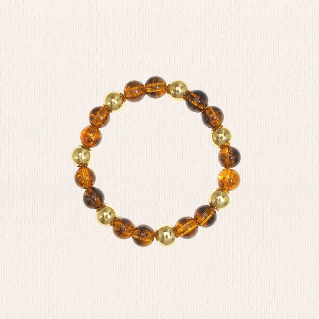 Bruine acryl armband (op elastiek)