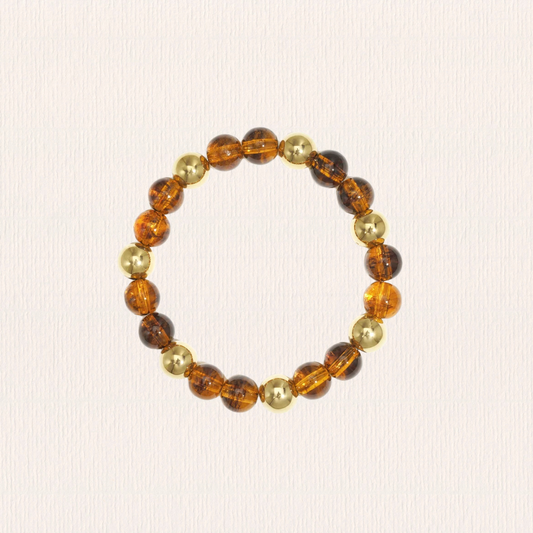 Bruine acryl armband (op elastiek)