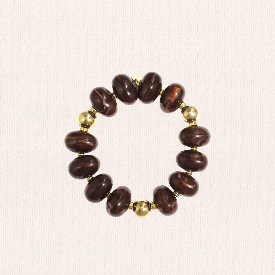 Bruine kralenarmband (op elastiek)