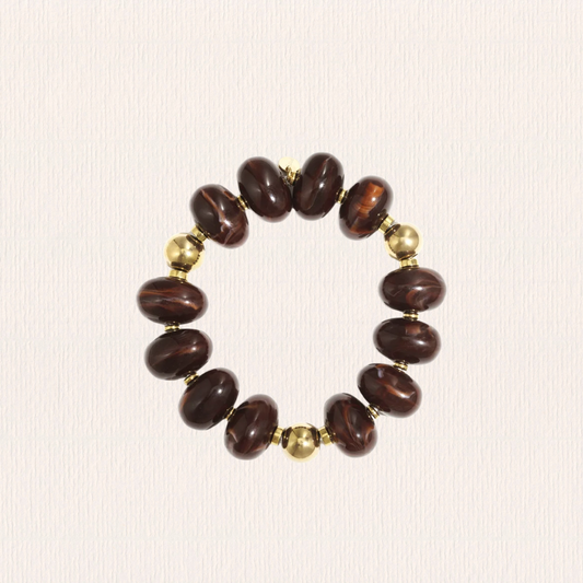 Bruine kralenarmband (op elastiek)