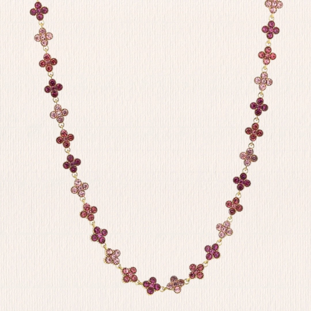 Gouden met roze klaverketting