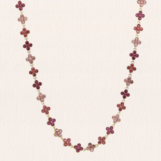 Gouden met roze klaverketting