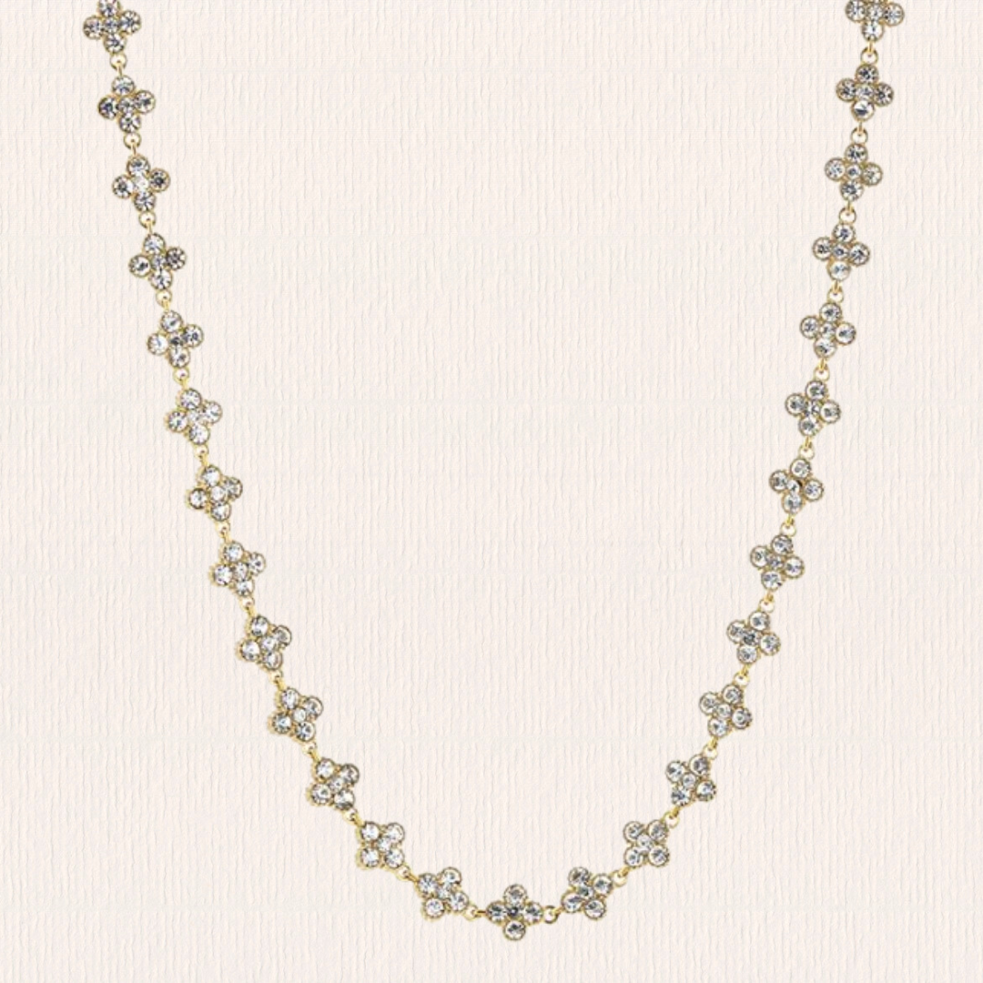 Gouden met witte klaverketting