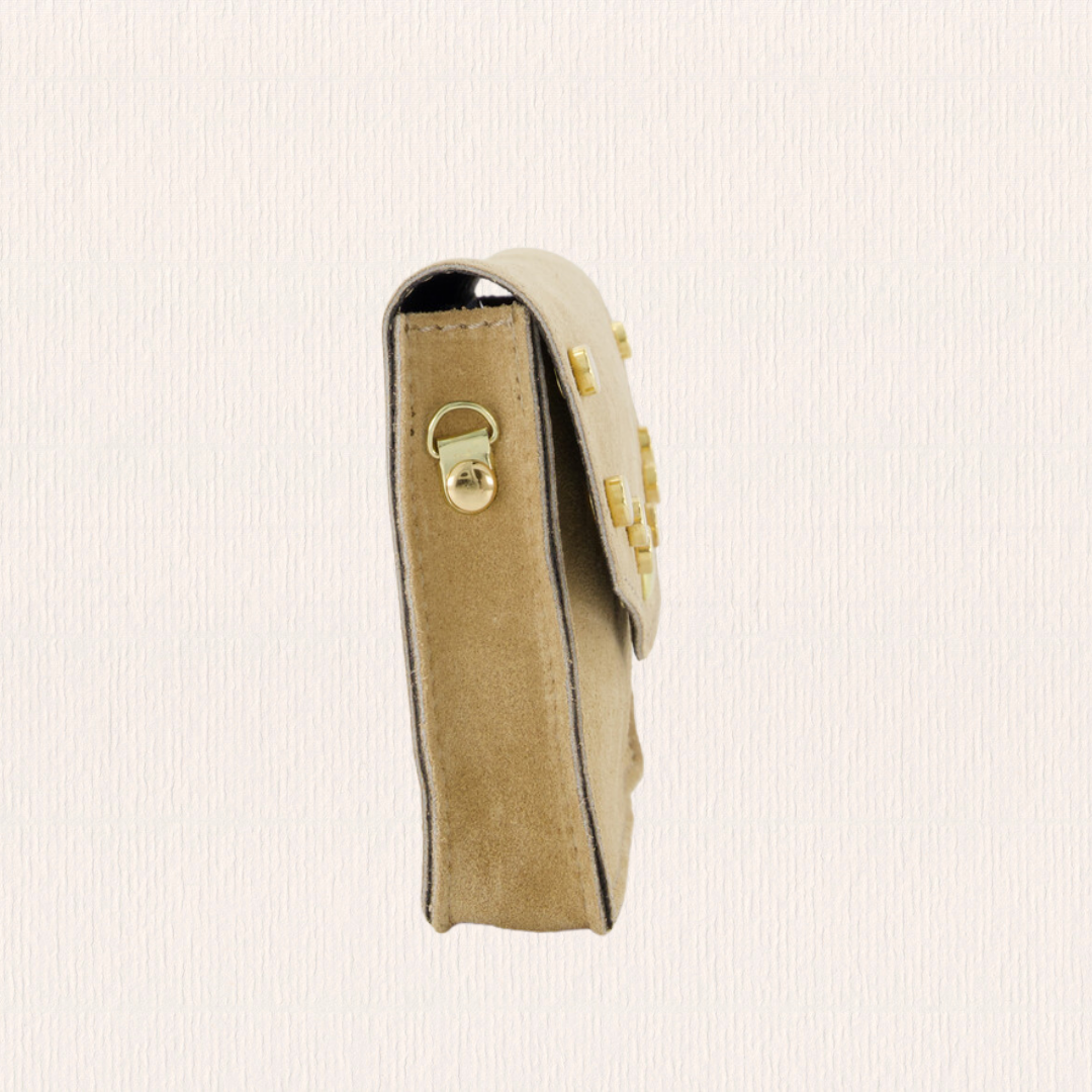 Beige suede leren tasje