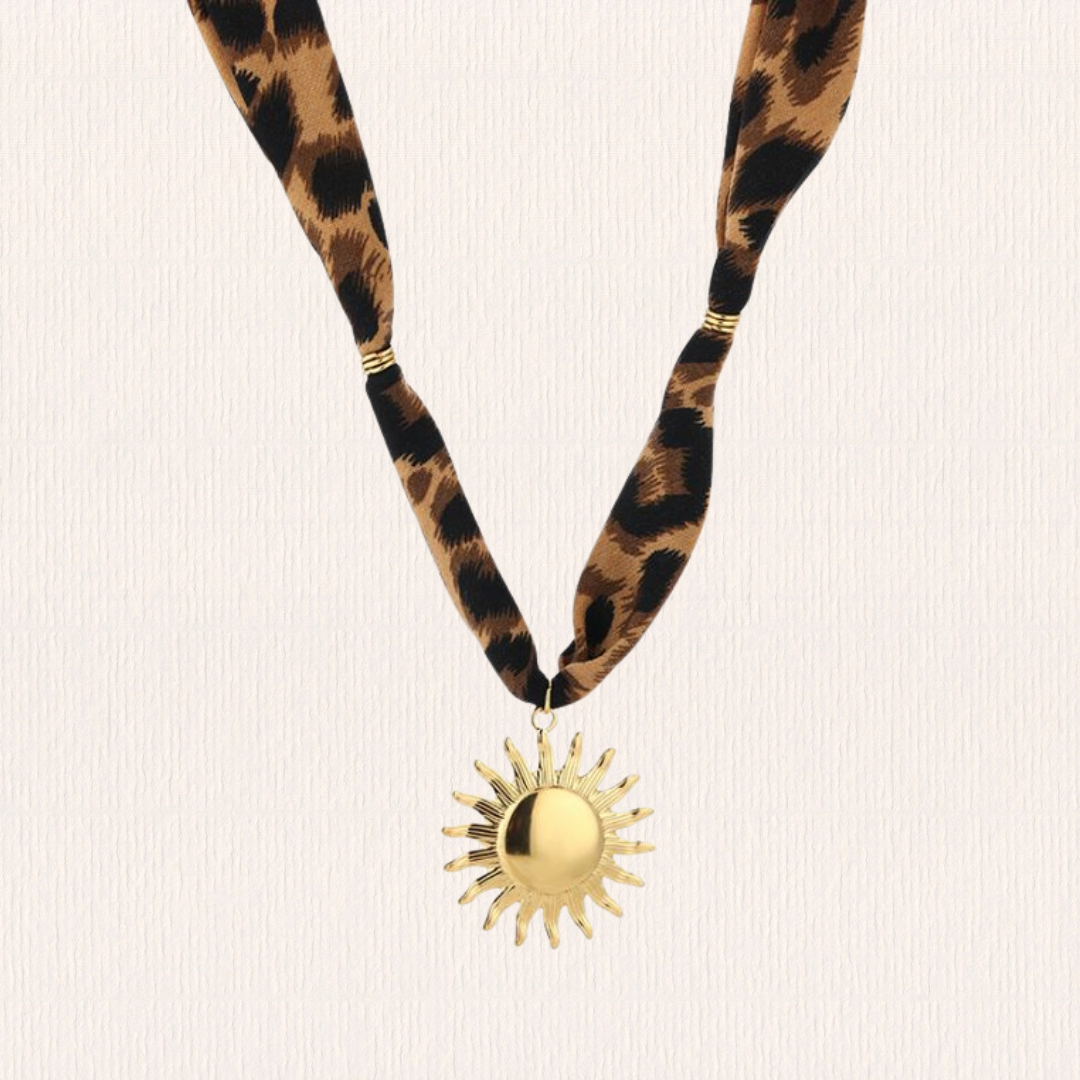 Panterprint ketting met zonbedel groot