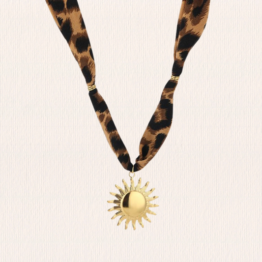 Panterprint ketting met zonbedel groot