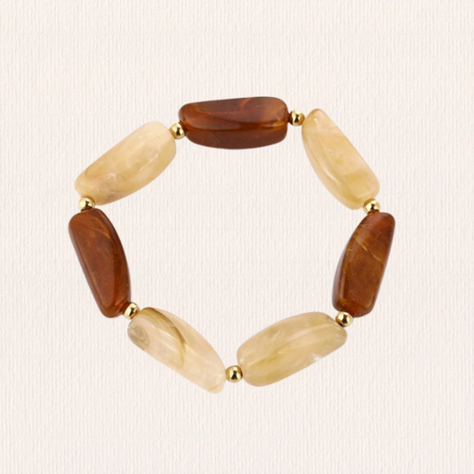 Bruin/ cremewitte kralenarmband