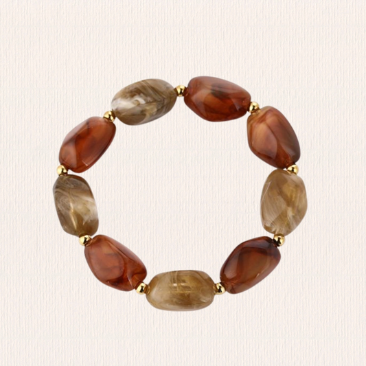 Bruin/ beige kralenarmband