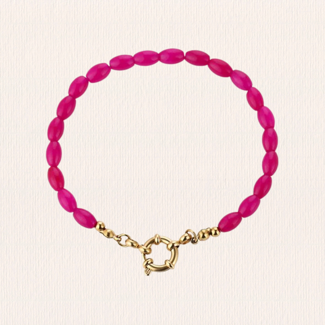 Donkerroze kralen armband